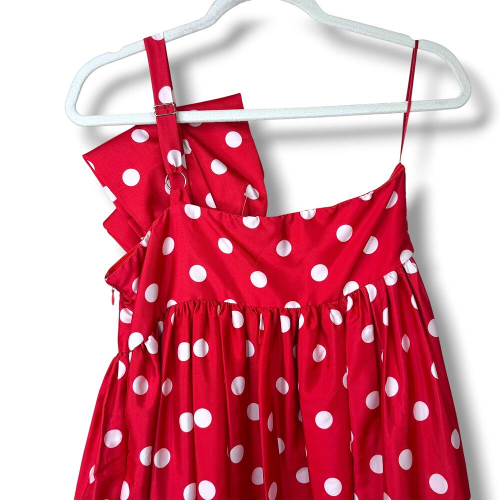 NEW Anthropologie x ATSU Red Polka-Dot Sally Bow Statement One Shoulder Dress XS - Picture 10 of 12